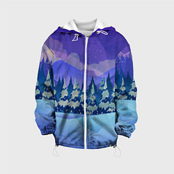 Куртка с капюшоном детская Зимний лес, цвет: 3D-белый
