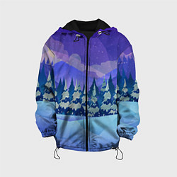Куртка с капюшоном детская Зимний лес, цвет: 3D-черный