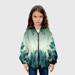 Куртка с капюшоном детская Акварельный лес градиент, цвет: 3D-черный — фото 2
