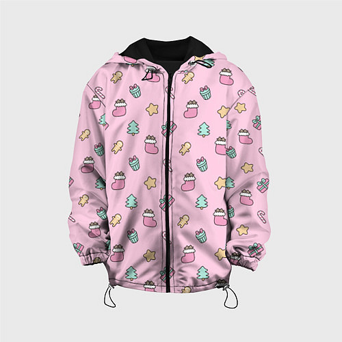 Детская куртка Новойгодний Розовый Паттерн / 3D-Черный – фото 1