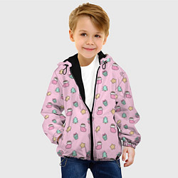 Куртка с капюшоном детская Новойгодний Розовый Паттерн, цвет: 3D-черный — фото 2