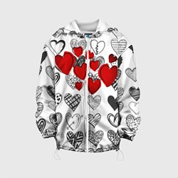 Куртка с капюшоном детская Сердца, цвет: 3D-белый