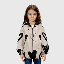 Куртка с капюшоном детская Сердечный паттерн, цвет: 3D-черный — фото 2
