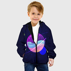 Куртка с капюшоном детская Солнечная система, цвет: 3D-черный — фото 2