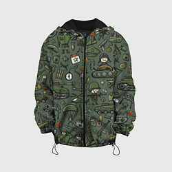 Куртка с капюшоном детская Военные атрибуты, цвет: 3D-черный