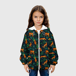 Куртка с капюшоном детская Паттерн из Тигров и Растений, цвет: 3D-белый — фото 2