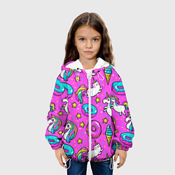 Куртка с капюшоном детская Единороги с пончиками, цвет: 3D-белый — фото 2