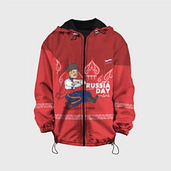 Куртка с капюшоном детская День России, цвет: 3D-черный