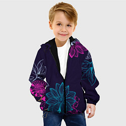 Куртка с капюшоном детская Красочные Цветы, цвет: 3D-черный — фото 2