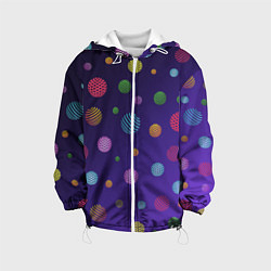 Куртка с капюшоном детская Разноцветные шары, планеты, цвет: 3D-белый