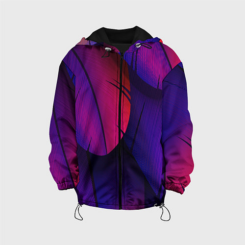 Детская куртка Фиолетовые Перья / 3D-Черный – фото 1