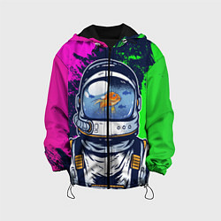 Куртка с капюшоном детская Астронавт аквариум в краске, цвет: 3D-черный