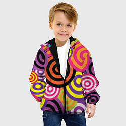 Куртка с капюшоном детская Аннотация разноцветных кругов, цвет: 3D-черный — фото 2