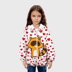 Куртка с капюшоном детская Енот в сердечках, цвет: 3D-белый — фото 2