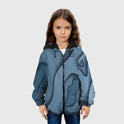 Куртка с капюшоном детская Абстракция бумажные волны, цвет: 3D-черный — фото 2