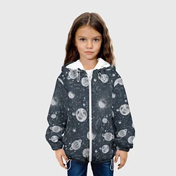 Куртка с капюшоном детская Звезды, планеты и созвездия, цвет: 3D-белый — фото 2