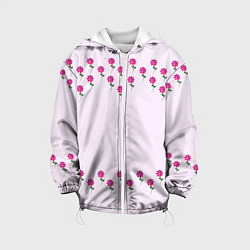 Куртка с капюшоном детская Розовые цветы pink flowers, цвет: 3D-белый