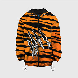 Куртка с капюшоном детская След от когтей тигра, цвет: 3D-черный