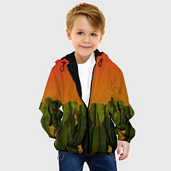 Куртка с капюшоном детская Кактусы на закате, цвет: 3D-черный — фото 2