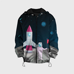 Куртка с капюшоном детская Астронавт покоряет космос, цвет: 3D-черный