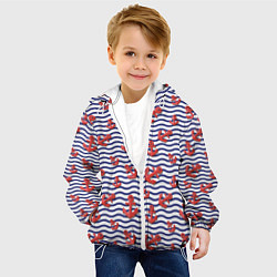 Куртка с капюшоном детская Красные якоря, цвет: 3D-белый — фото 2