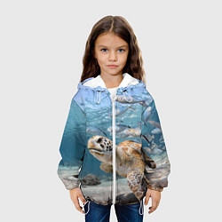 Куртка с капюшоном детская Морская черепаха, цвет: 3D-белый — фото 2