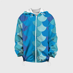 Куртка с капюшоном детская Синяя чешуя рыбы, цвет: 3D-белый