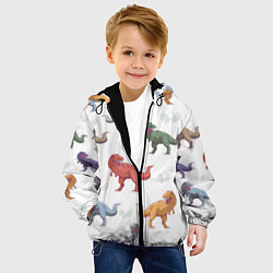 Куртка с капюшоном детская Разноцветные тираннозавры, цвет: 3D-черный — фото 2
