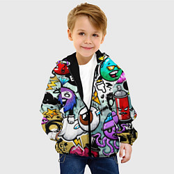 Куртка с капюшоном детская Граффити, цвет: 3D-черный — фото 2