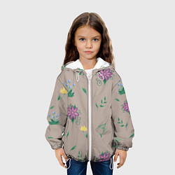 Куртка с капюшоном детская Цветочная эстетика, цвет: 3D-белый — фото 2