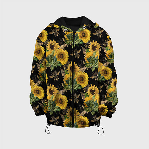 Детская куртка Fashion Sunflowers and bees / 3D-Черный – фото 1