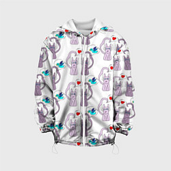 Куртка с капюшоном детская Фиолетовые котики, цвет: 3D-белый