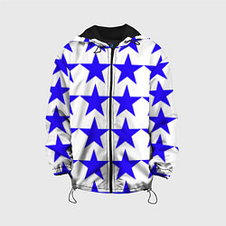Куртка с капюшоном детская Синие звёзды на белом фоне, цвет: 3D-черный