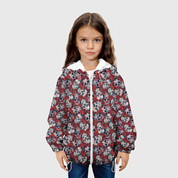 Куртка с капюшоном детская Черепа в Розах, цвет: 3D-белый — фото 2