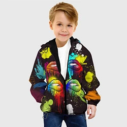 Куртка с капюшоном детская Красочные кубы, цвет: 3D-черный — фото 2