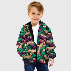 Куртка с капюшоном детская Граффити стрелы, цвет: 3D-черный — фото 2