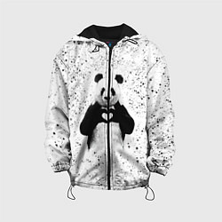 Куртка с капюшоном детская Панда Любовь Сердце Брызги, цвет: 3D-черный