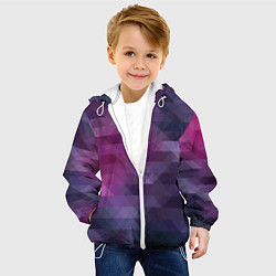 Куртка с капюшоном детская Фиолетово-бордовый узор, цвет: 3D-белый — фото 2