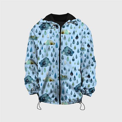Детская куртка Дождливая осень Тучки и дождь / 3D-Черный – фото 1