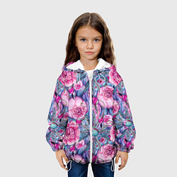 Куртка с капюшоном детская Волшебный сад с пионами, цвет: 3D-белый — фото 2
