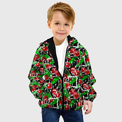 Куртка с капюшоном детская Абстрактный узор спелая вишня, цвет: 3D-черный — фото 2