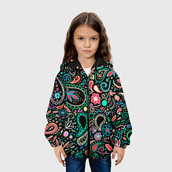 Куртка с капюшоном детская Славянские узоры в новом цвете, цвет: 3D-черный — фото 2