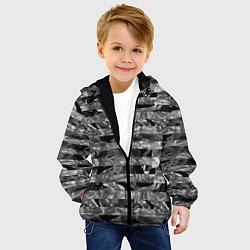 Куртка с капюшоном детская Черно -белый полосатый узор, цвет: 3D-черный — фото 2