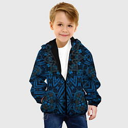 Куртка с капюшоном детская Черно-синяя мандала, цвет: 3D-черный — фото 2