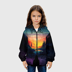 Куртка с капюшоном детская ПЕЙЗАЖ НАД ЗВЕЗДАМИ, цвет: 3D-черный — фото 2