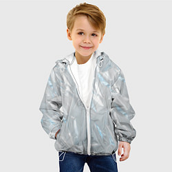 Куртка с капюшоном детская Голографическая текстура, цвет: 3D-белый — фото 2