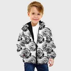 Куртка с капюшоном детская Черно-белый абстрактный узор, цвет: 3D-черный — фото 2