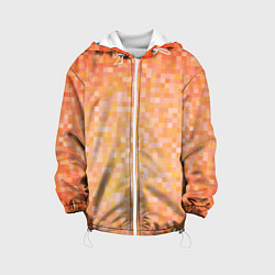 Куртка с капюшоном детская Оранжевая пиксель абстракция, цвет: 3D-белый