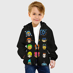 Куртка с капюшоном детская Ван пис все герои чиби, цвет: 3D-черный — фото 2