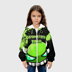Куртка с капюшоном детская Geometry Dash Green, цвет: 3D-белый — фото 2